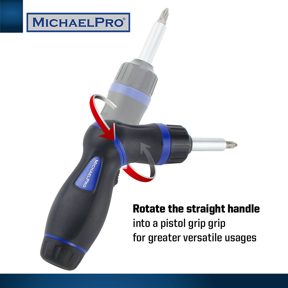 9-in-1 Two-Position Ratcheting Screwdriver (MP002024) - MichaelPro