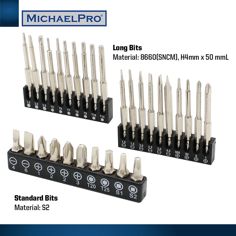 31-Piece Two-Way Ratcheting Precision Screwdriver with Bits (MP002026) - MichaelPro