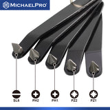 5-Piece Ultra Low Profile Angled Screwdriver Set - Phillips, Slotted, Pozi (MP002028) - MichaelPro