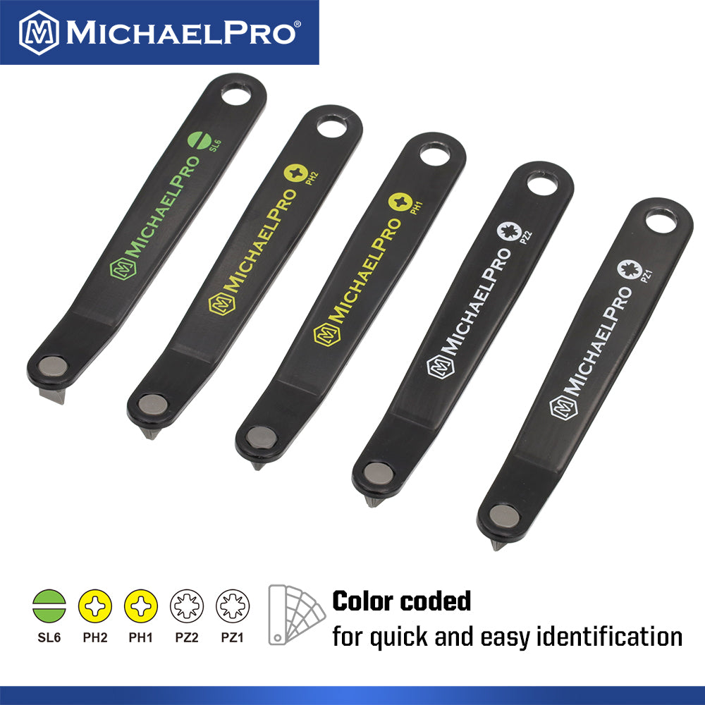 5-Piece Ultra Low Profile Angled Screwdriver Set - Phillips, Slotted, Pozi (MP002028) - MichaelPro