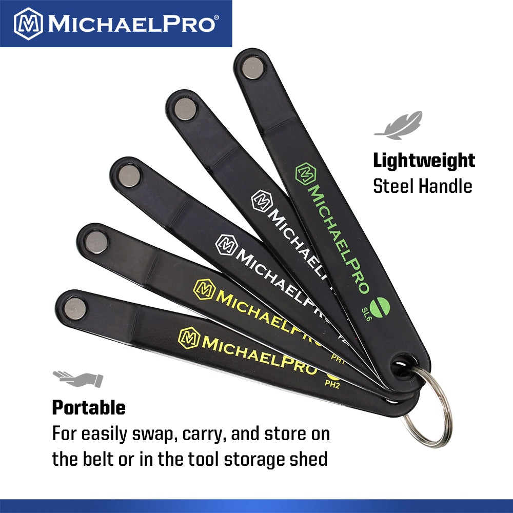5-Piece Ultra Low Profile Angled Screwdriver Set - Phillips, Slotted, Pozi (MP002028) - MichaelPro