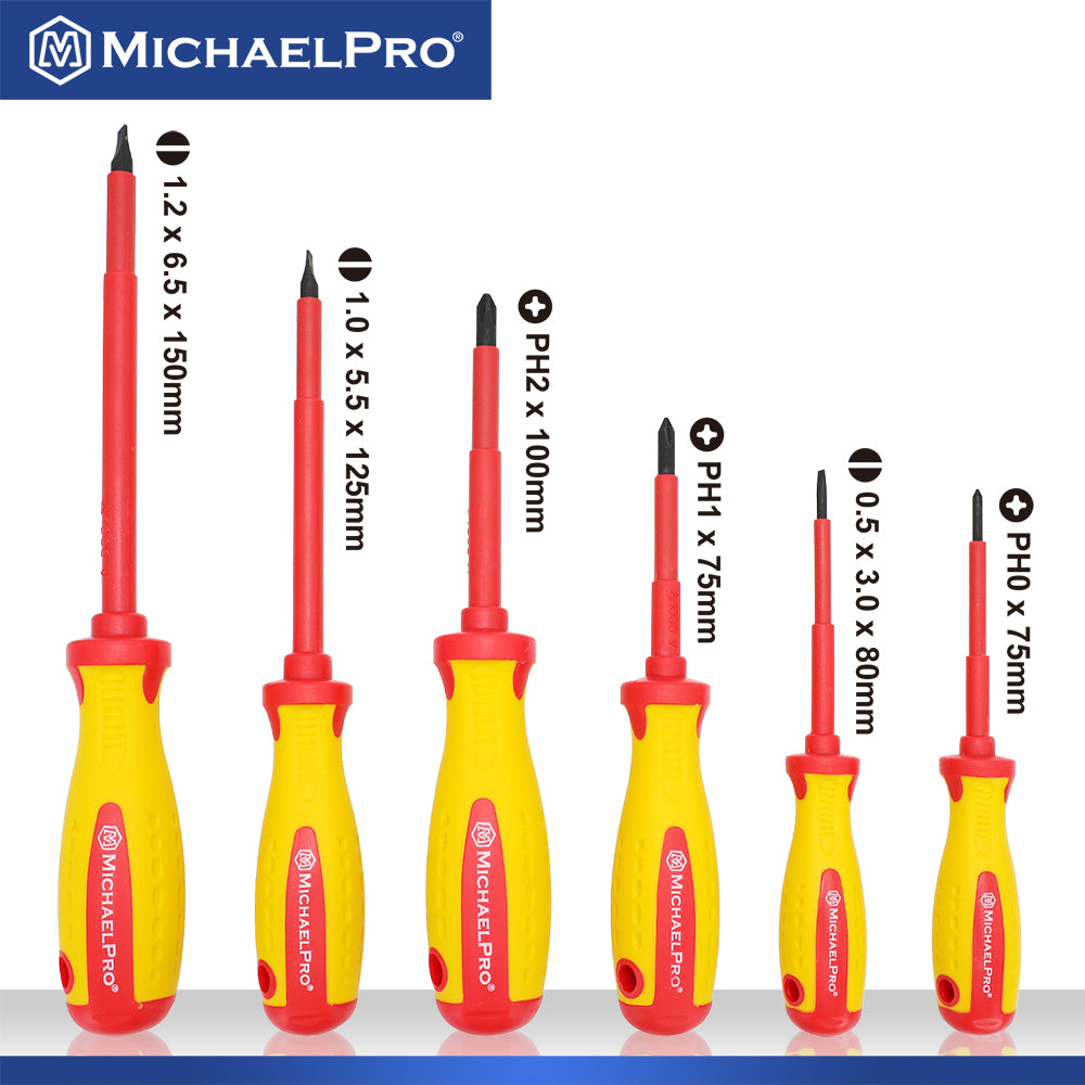 6-Piece VDE Insulated Electricians Screwdrivers Set (MP002030) - MichaelPro
