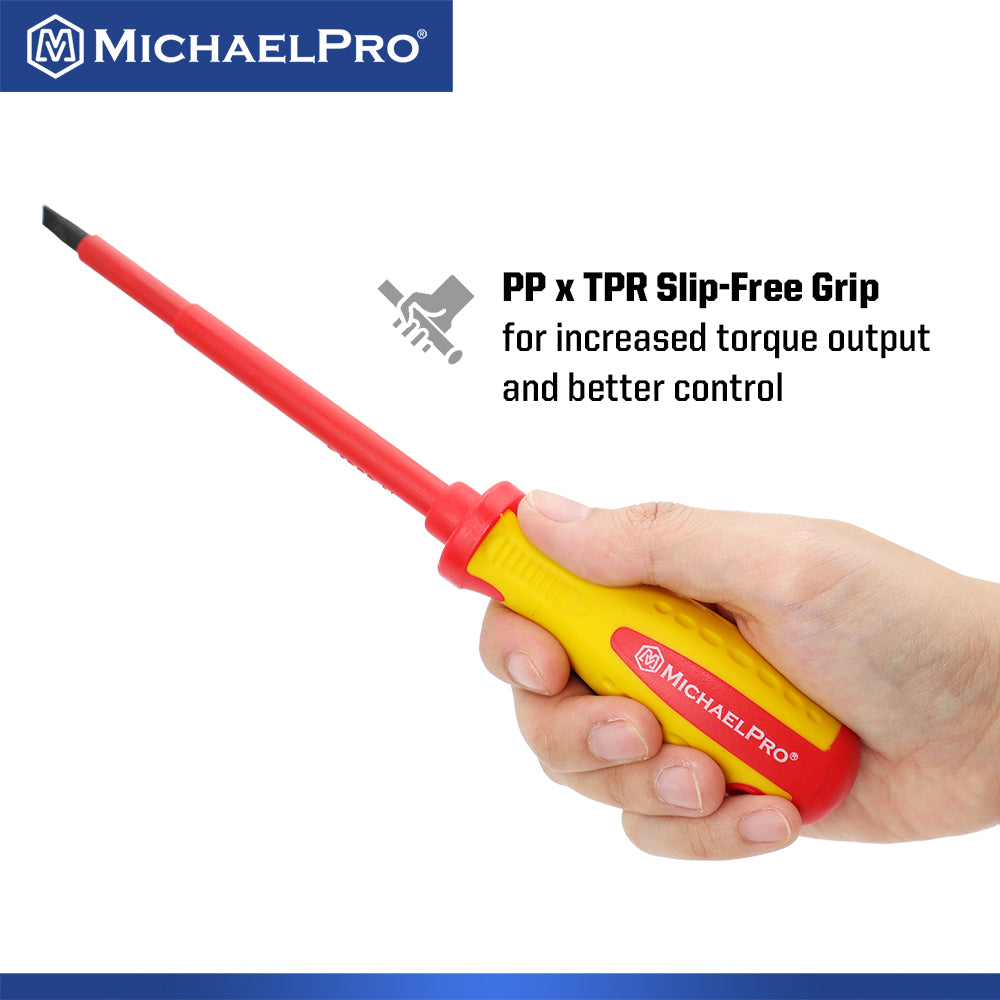 6.5 x 150mm Slotted Head VDE Insulated Electricians Screwdriver (MP002033) - MichaelPro