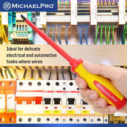 6.5 x 150mm Slotted Head VDE Insulated Electricians Screwdriver (MP002033) - MichaelPro