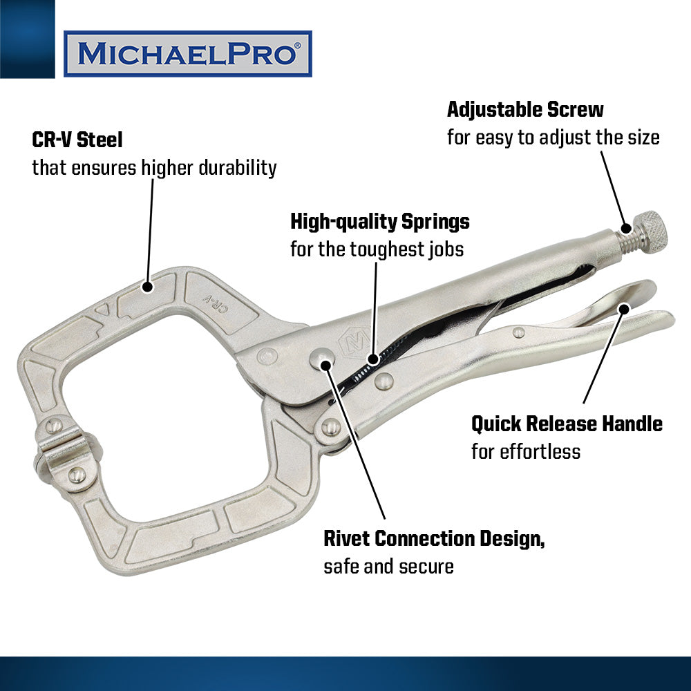 11-Inch Locking C-Clamp with Swivel Pads (MP003063) - MichaelPro