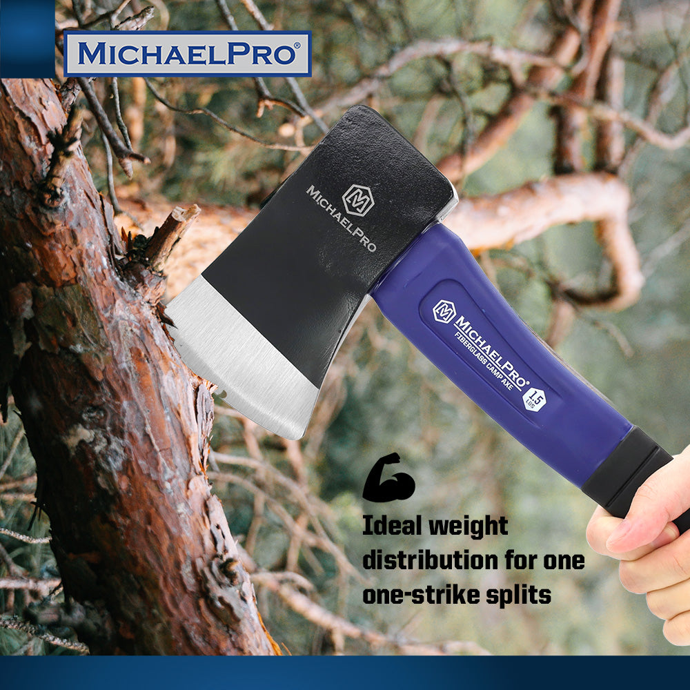 1.5 lb Camping Axe with Shock Absorbing Fiberglass Handle (MP004004) - MichaelPro