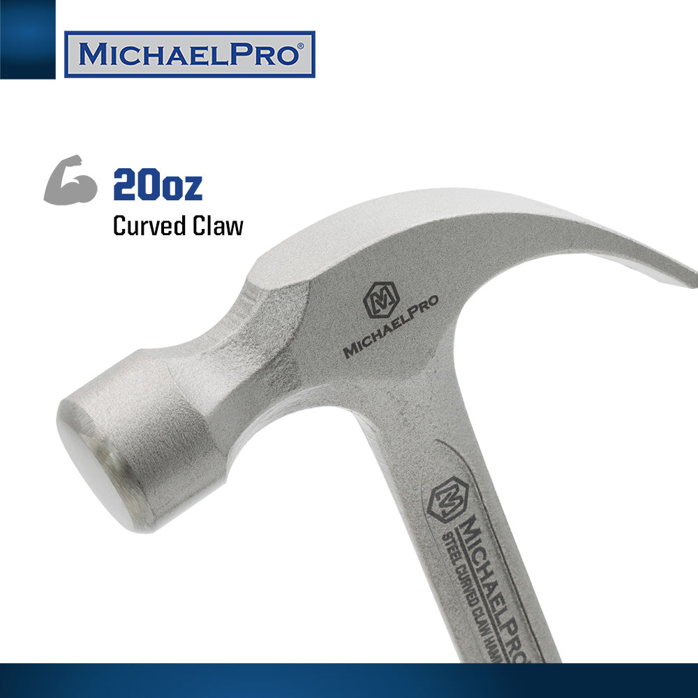 20oz Solid One Piece Steel Curved Claw Hammer (MP004006) - MichaelPro
