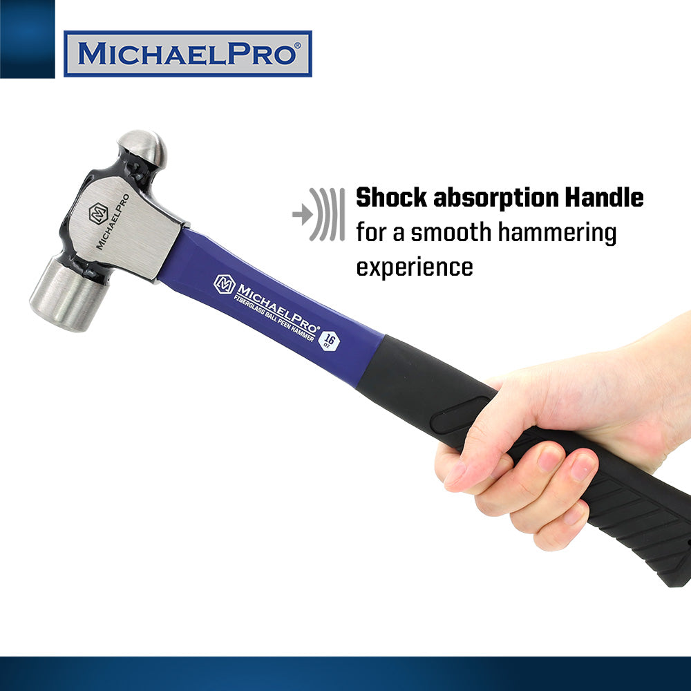 16oz Ball Peen Hammer with Fiberglass Handle (MP004007)