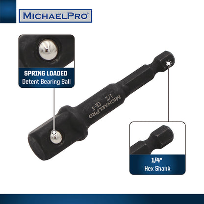 3-Inch Impact Grade Socket Adapter Set, 1/4", 3/8", and 1/2" Drive (MP005020) - MichaelPro