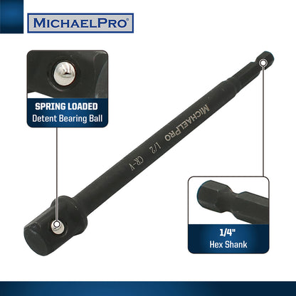 6-Inch Impact Grade Socket Adapter Set, 1/4", 3/8", and 1/2" Drive (MP005021) - MichaelPro