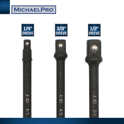 6-Inch Impact Grade Socket Adapter Set, 1/4", 3/8", and 1/2" Drive (MP005021) - MichaelPro