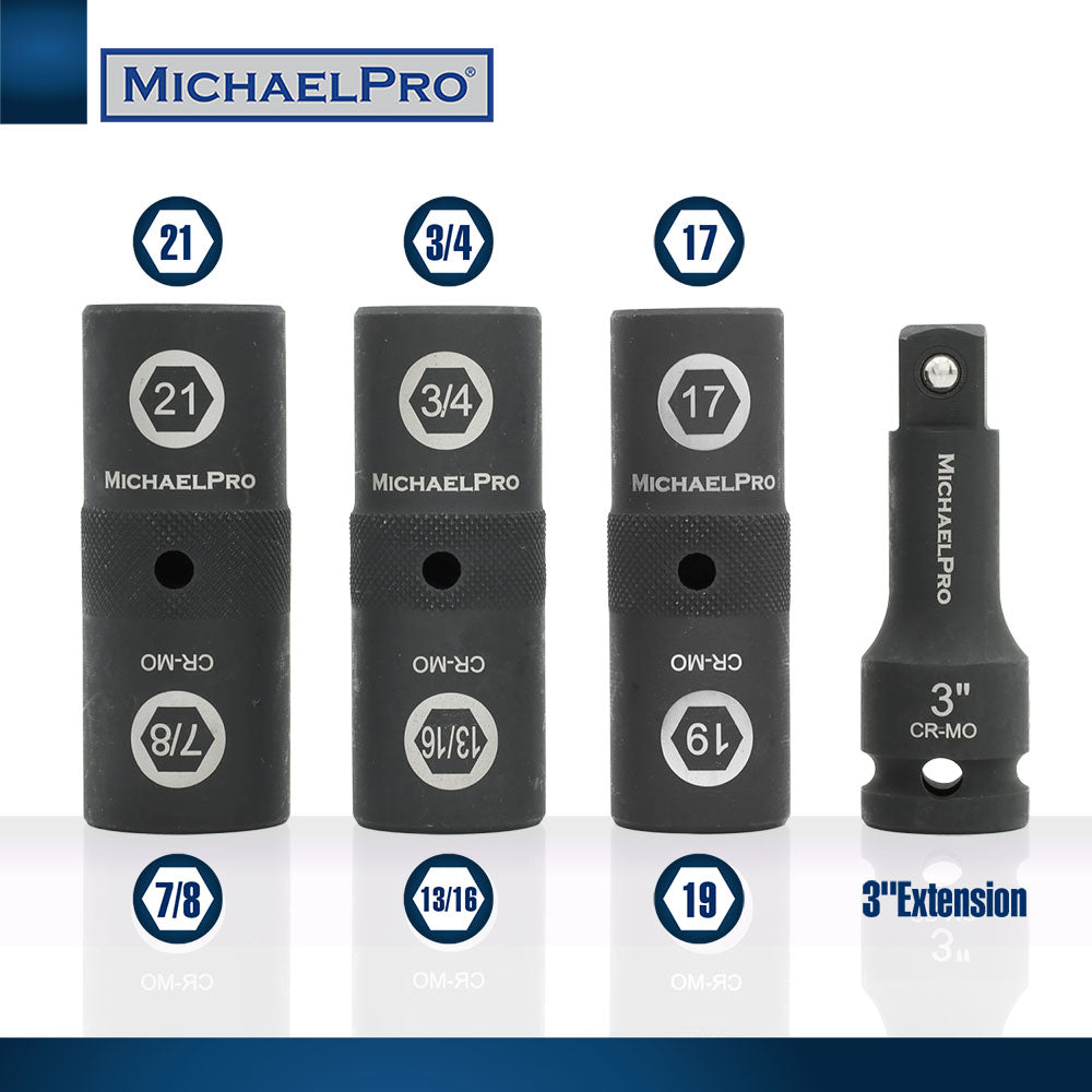 1/2" Drive Impact Grade Flip Lug Nut Socket Set (MP005022) - MichaelPro