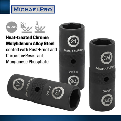 1/2" Drive Impact Grade Flip Lug Nut Socket Set (MP005022) - MichaelPro