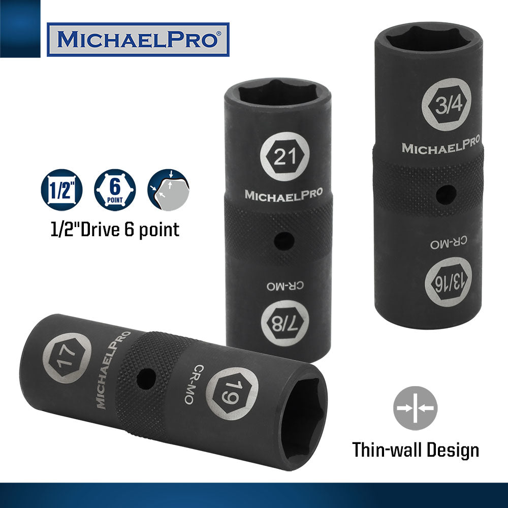 1/2" Drive Impact Grade Flip Lug Nut Socket Set (MP005022) - MichaelPro