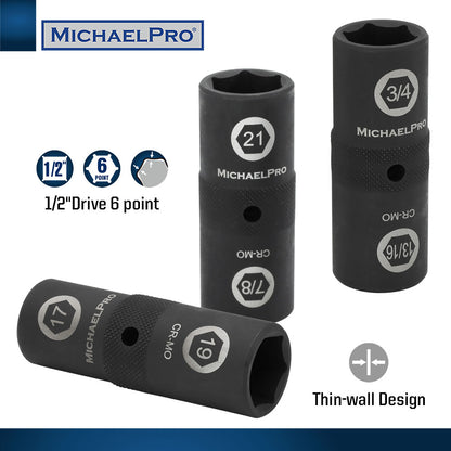 1/2" Drive Impact Grade Flip Lug Nut Socket Set (MP005022) - MichaelPro