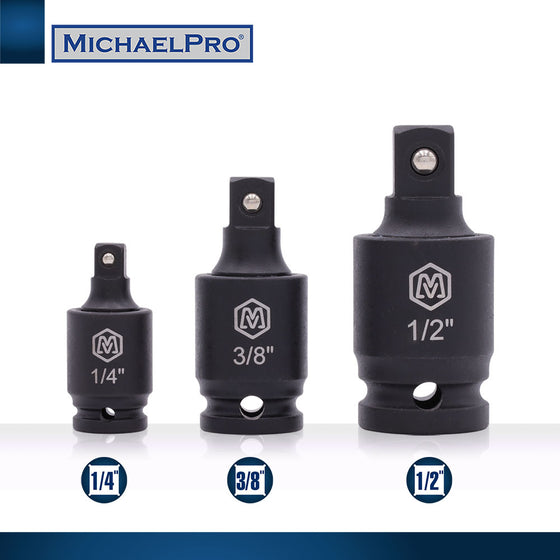 3-Piece Impact Grade Universal Joint Pin-Free Locking Swivel Socket Ad –  MichaelPro