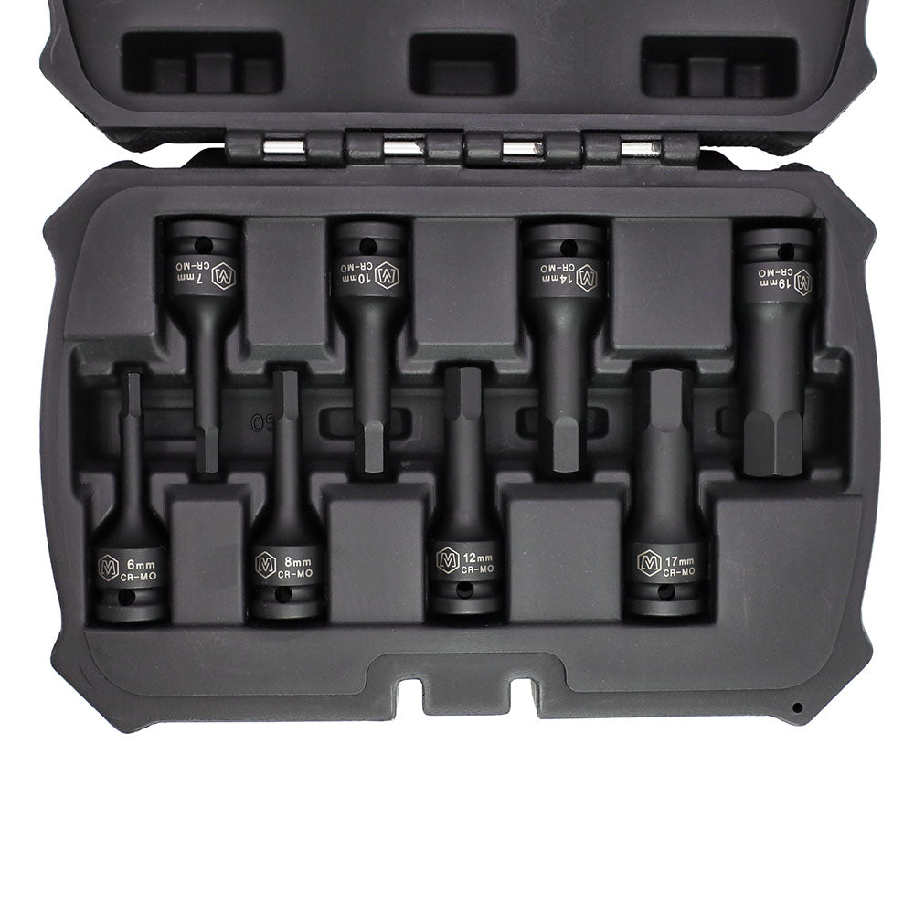 8-Piece 1/2” Drive Hex Bit Socket Set in Metric Sizes (MP005027)