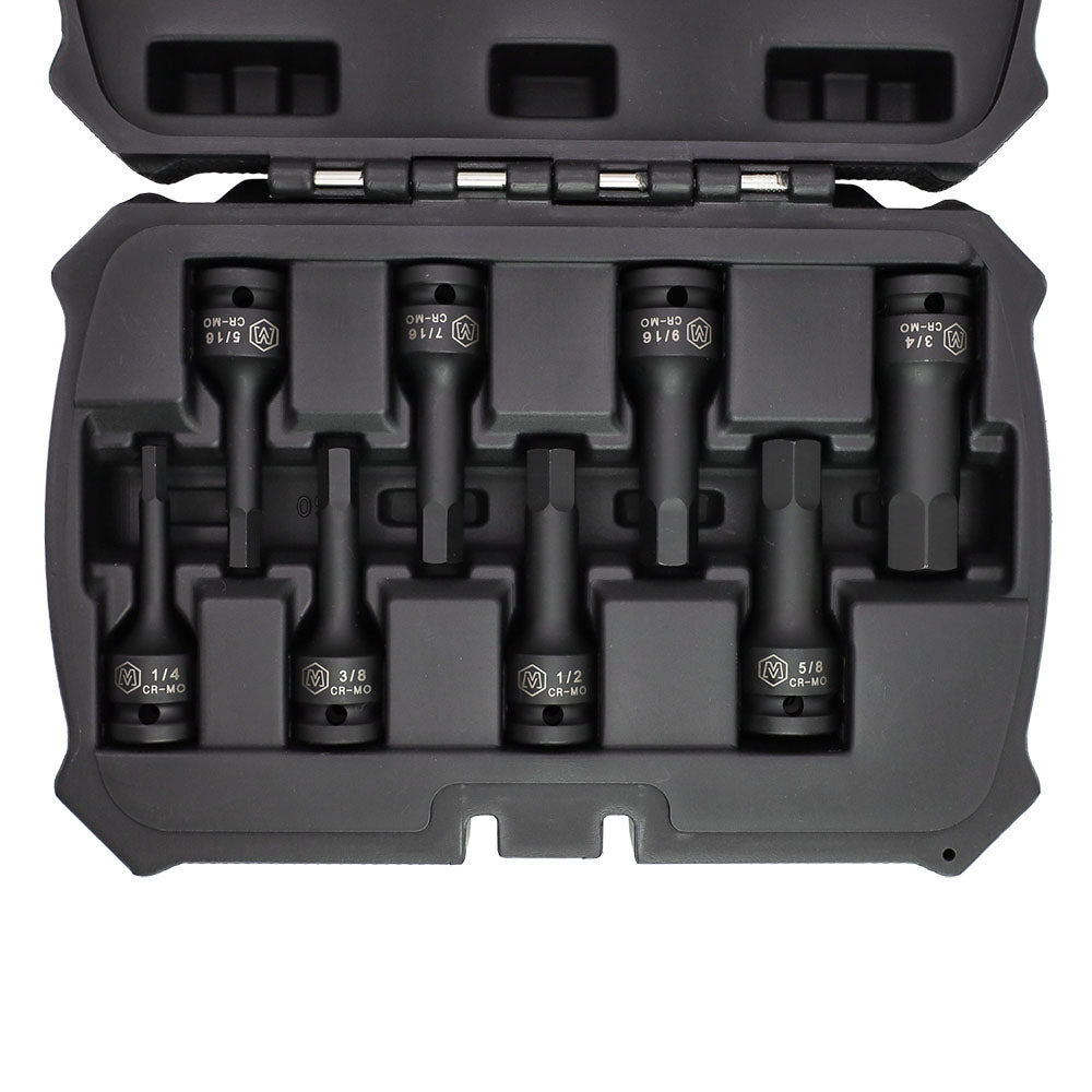 8-Piece 1/2” Drive Hex Bit Socket Set in Standard SAE Sizes (MP005028)