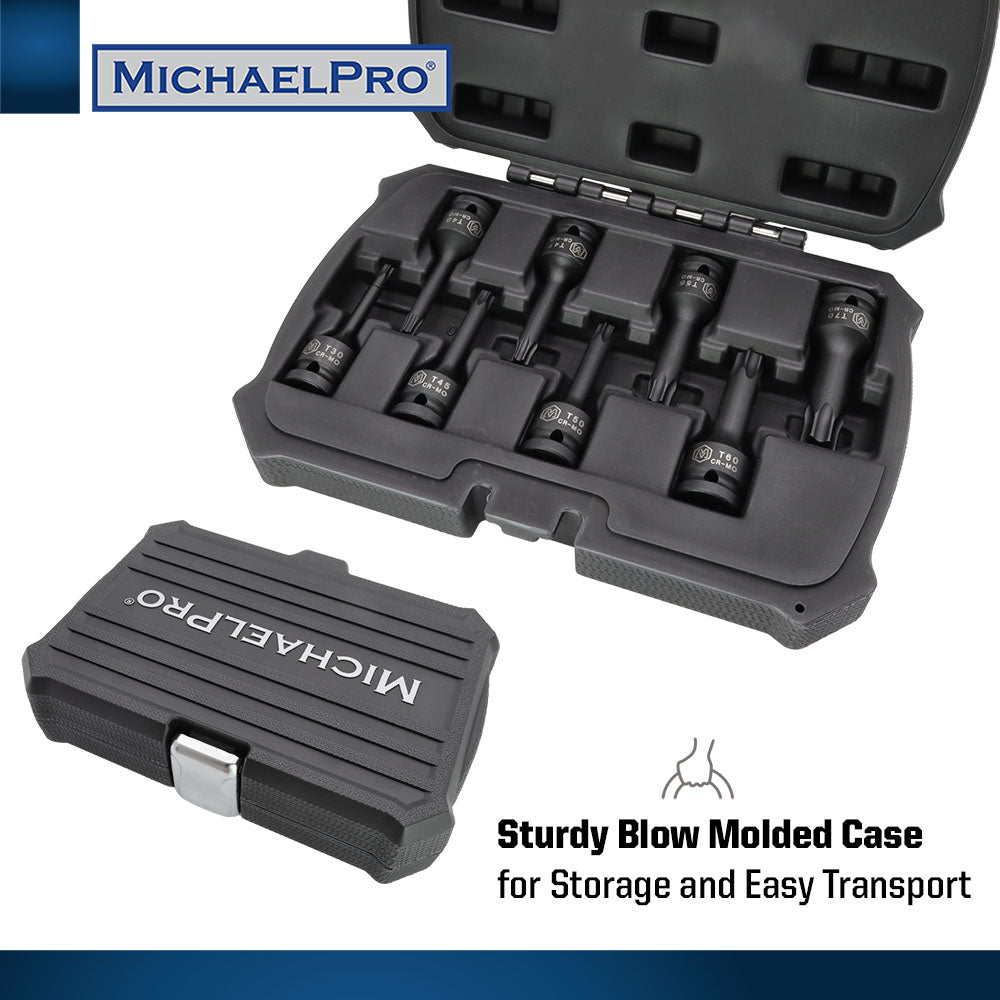 8-Piece 1/2” Drive Torx Driver Bit Socket Set (MP005029) - MichaelPro