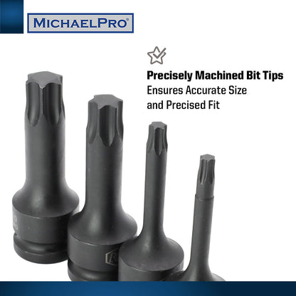 8-Piece 1/2” Drive Torx Driver Bit Socket Set (MP005029) - MichaelPro