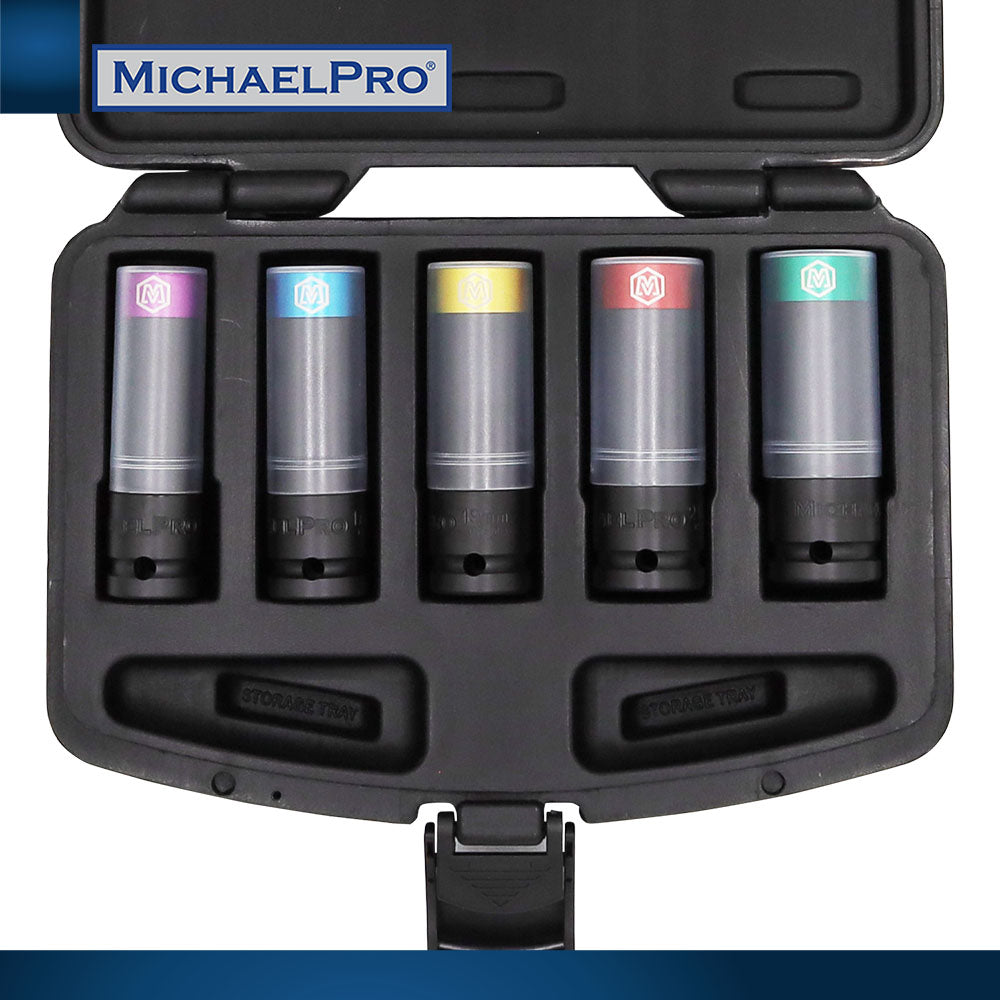 5-Piece 1/2" Drive Power Impact Lug Nut Socket, Damage-Free (MP005030) - MichaelPro