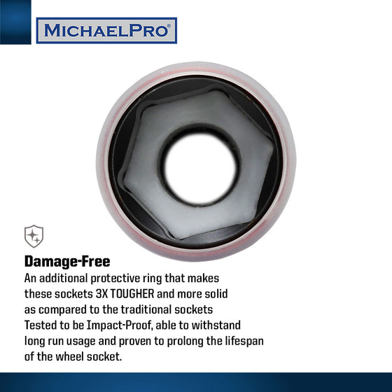 5-Piece 1/2" Drive Power Impact Lug Nut Socket, Damage-Free (MP005030)
