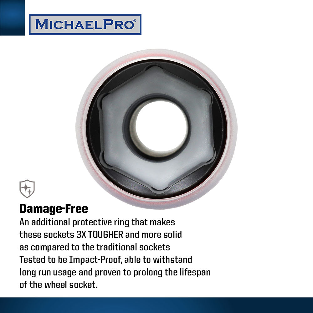 3-Piece 1/2" Drive Power Impact Lug Nut Socket, Damage-Free (MP005031) - MichaelPro