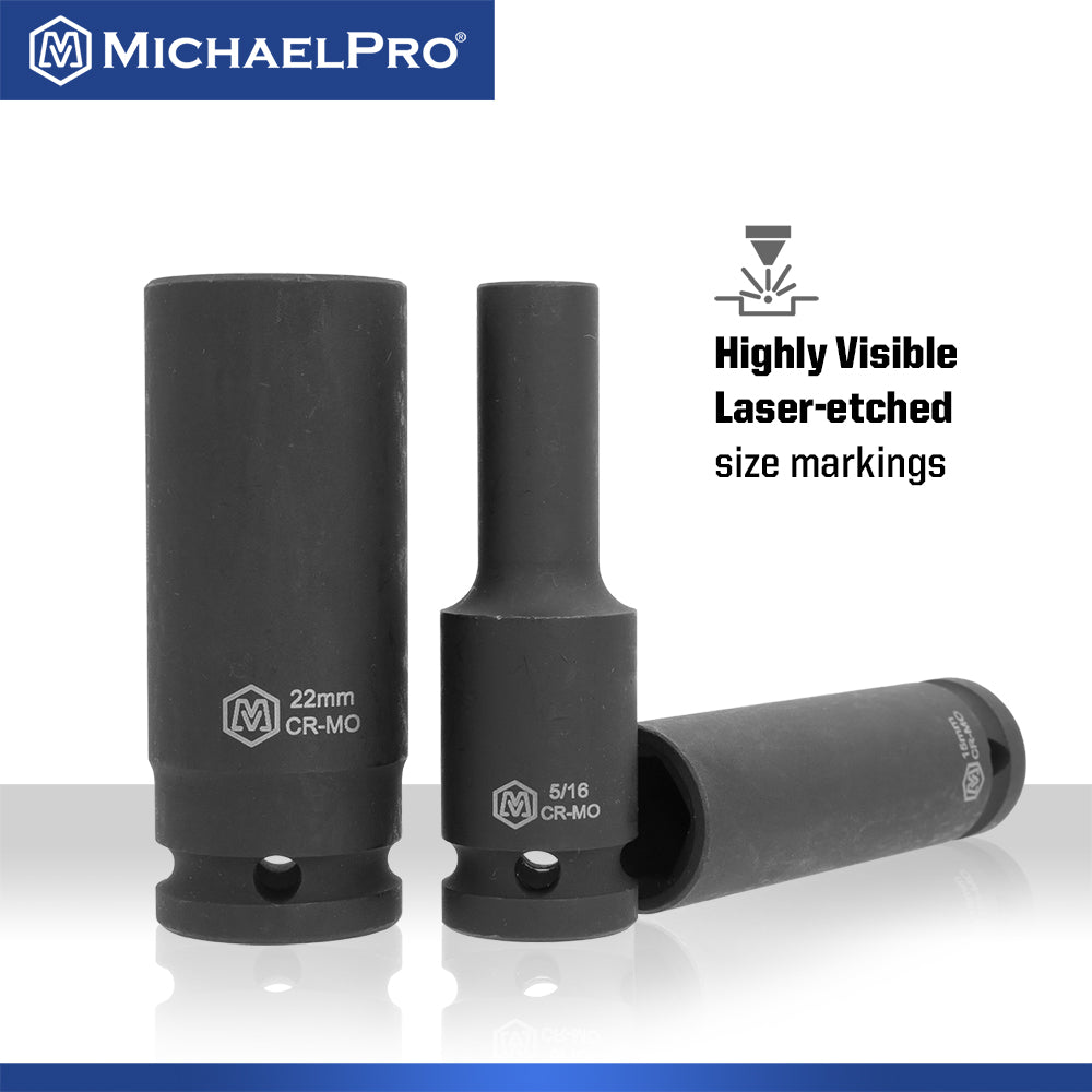 60-Piece 1/2"Drive Impact Socket Set in Standard SAE & Metric Sizes (MP005034) - MichaelPro