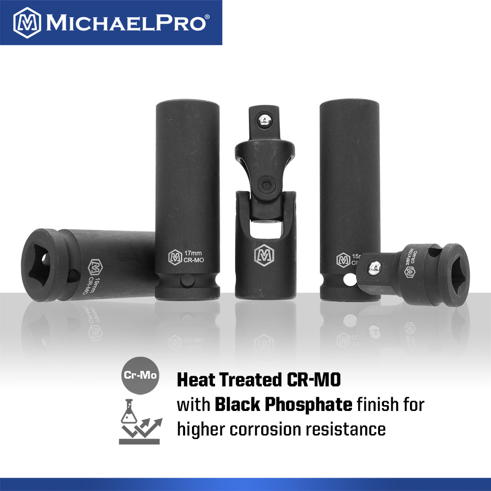 60-Piece 1/2"Drive Impact Socket Set in Standard SAE & Metric Sizes (MP005034) - MichaelPro
