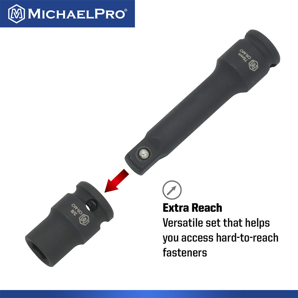 48-Piece 3/8"Drive Impact Socket Set in Standard SAE and Metric Sizes (MP005035) - MichaelPro