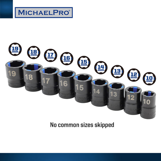 9-Piece Black Oxide Cushion Grip Sockets in Metric Sizes (MP005036)