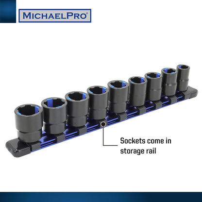 9-Piece Black Oxide Cushion Grip Sockets in Metric Sizes (MP005036) - MichaelPro