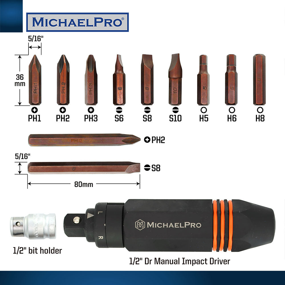 1/2" Drive Manual Impact Driver Set (MP005038) - MichaelPro