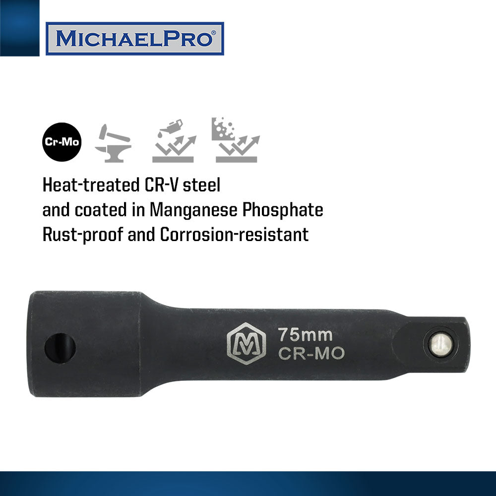 3/8" Drive Impact Extension Bar Set- 3”, 6”, 10” (MP005040) - MichaelPro
