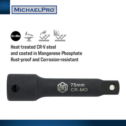 3/8" Drive Impact Extension Bar Set- 3”, 6”, 10” (MP005040) - MichaelPro