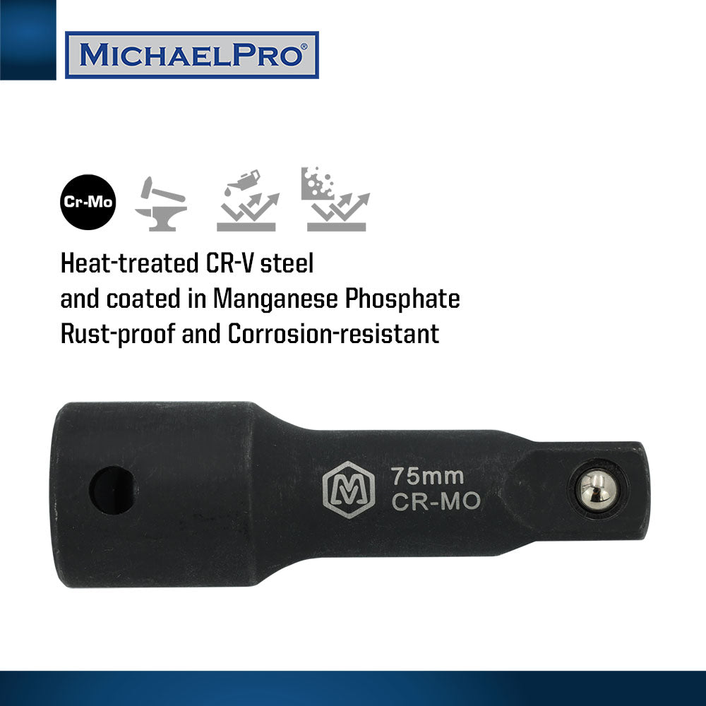 1/2" Drive Impact Extension Bar Set- 3”, 6”, 8” (MP005041) - MichaelPro