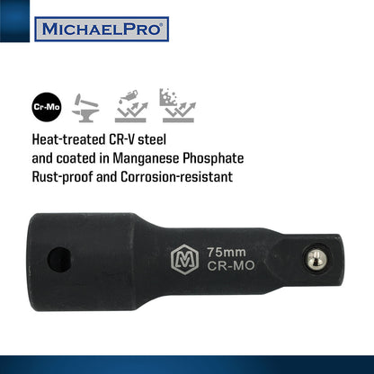 1/2" Drive Impact Extension Bar Set- 3”, 6”, 8” (MP005041) - MichaelPro