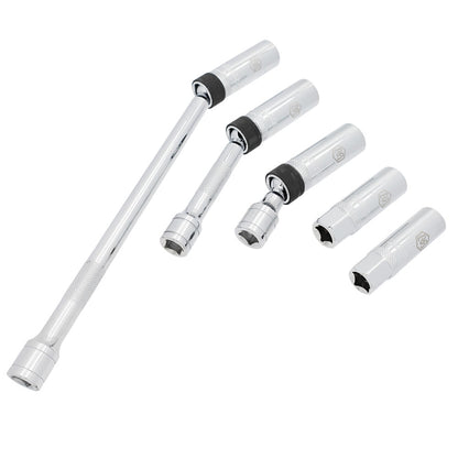 5-Piece 3/8" Drive Magnetic Swivel Spark Plug Socket Set with Foam Tray (MP005043) - MichaelPro