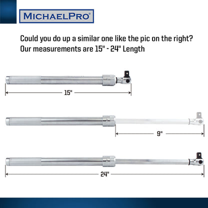 1/2" Drive Extendable Breaker Bar, 15-Inch to 24-Inch (MP007002) - MichaelPro