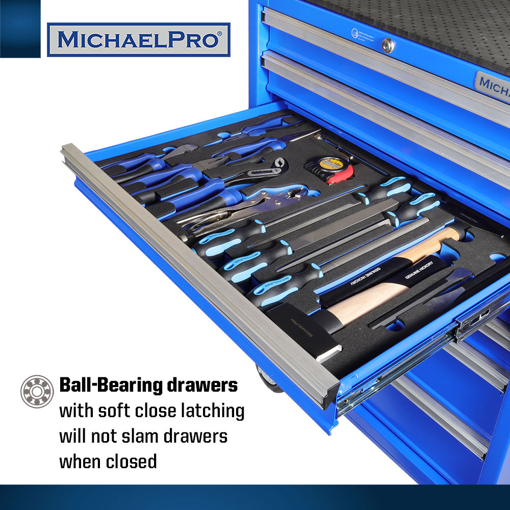 212-Piece Tool Cabinet Complete with Tools and Accessories, 7 Drawer Tool Chest (MP009066) - MichaelPro