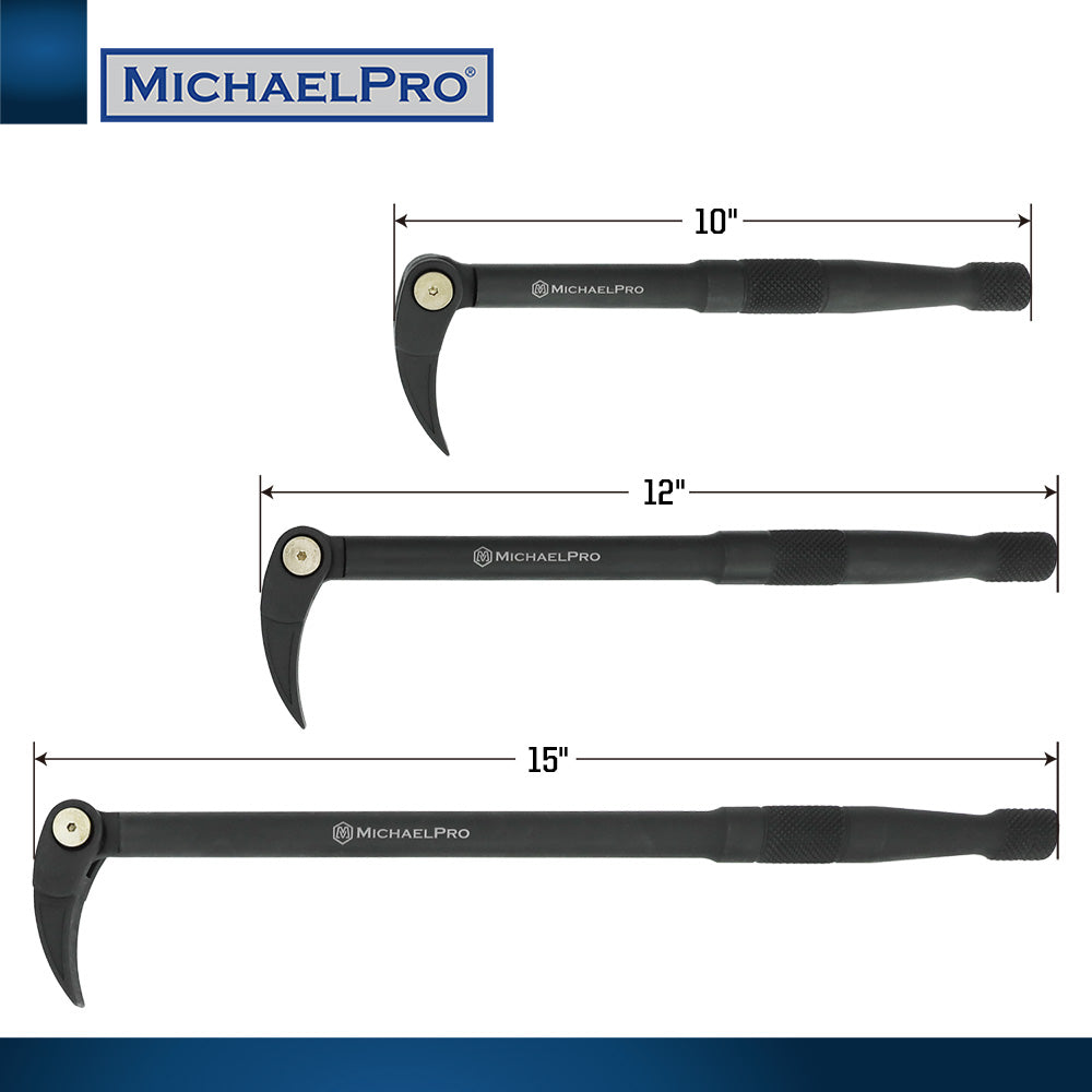 3-Piece Indexing Pry Bar Set – 10”, 12”, 15” (MP009080) - MichaelPro
