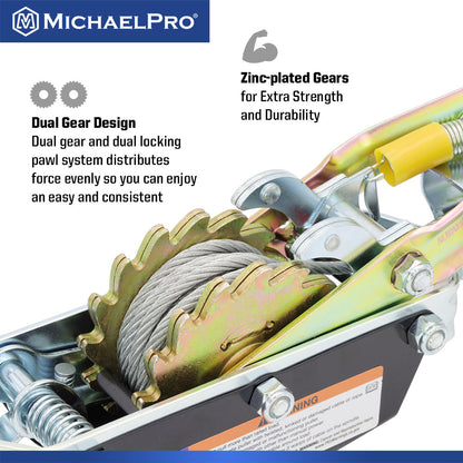 2-Ton Power Winch Puller, Double Gear (MP009088)