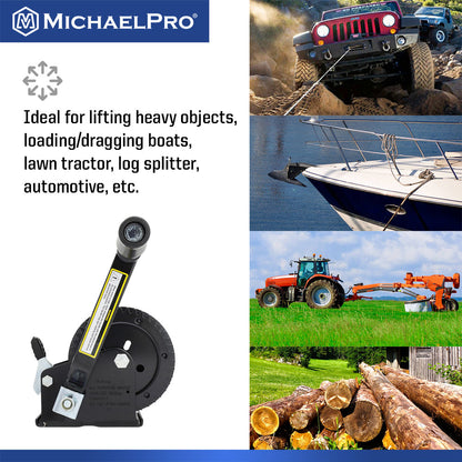 2000 Lb Double Gear Heavy Duty Hand Winch for Automotive, Boat, Trailer (MP009092)