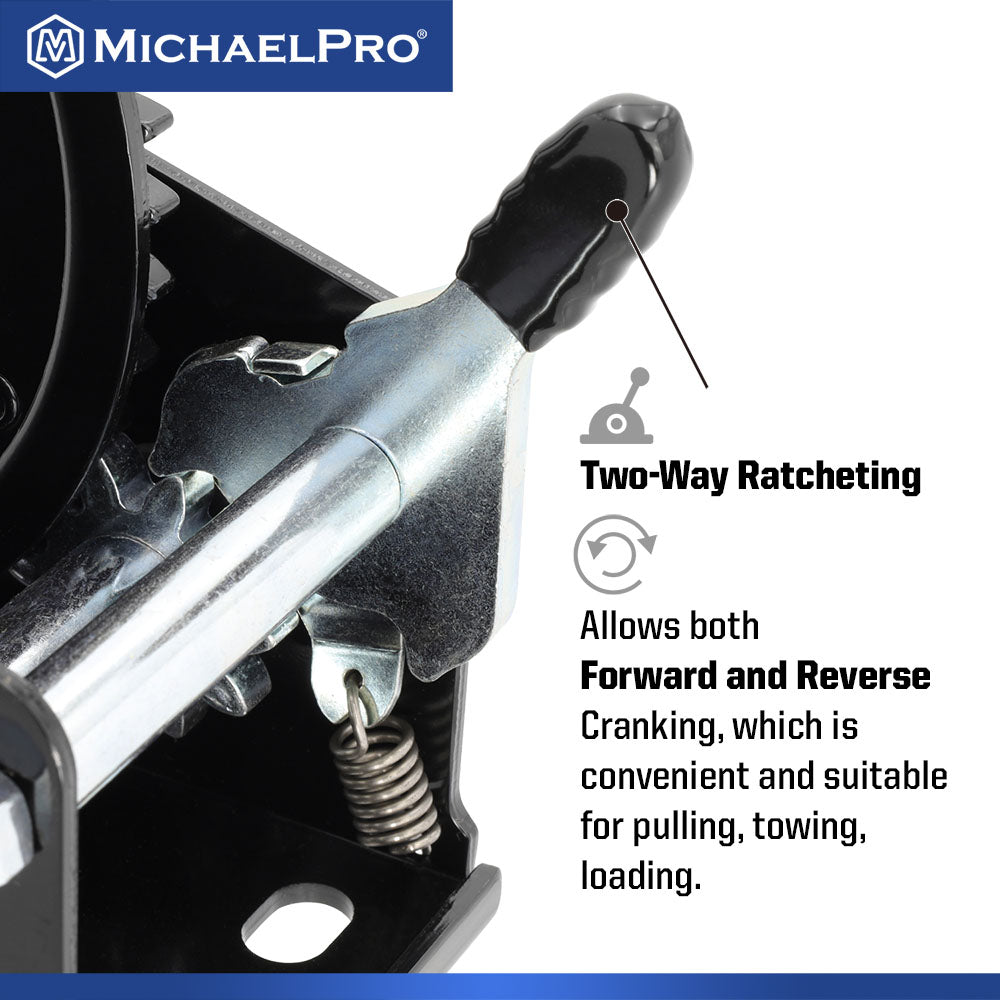 2000 Lb Double Gear Heavy Duty Hand Winch for Automotive, Boat, Trailer (MP009092)