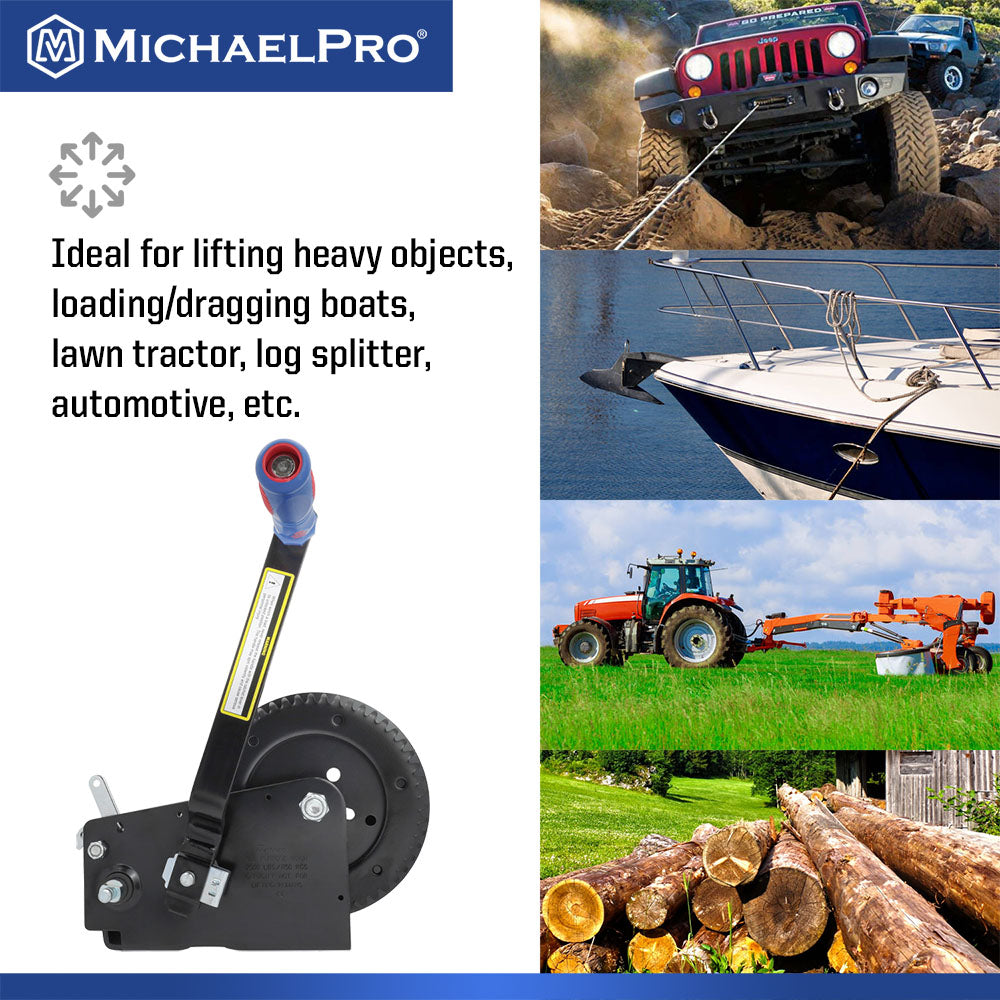 2500 Lb Heavy Duty Hand Winch for Automotive, Boat, Trailer (MP009093) - MichaelPro