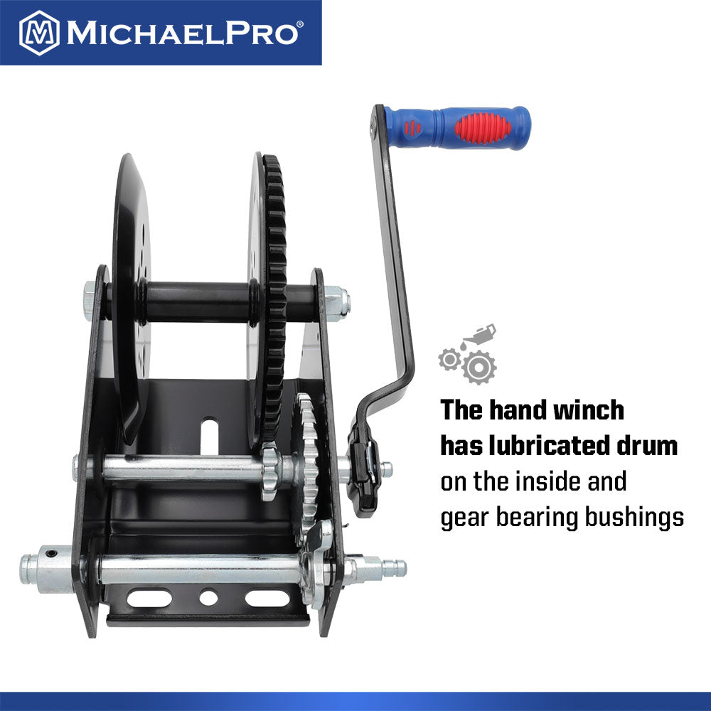 2500 Lb Heavy Duty Hand Winch for Automotive, Boat, Trailer (MP009093) - MichaelPro