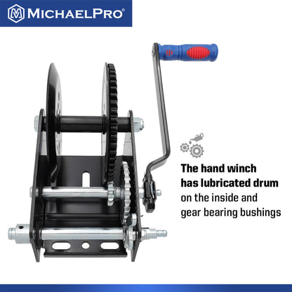 2500 Lb Heavy Duty Hand Winch for Automotive, Boat, Trailer (MP009093) - MichaelPro