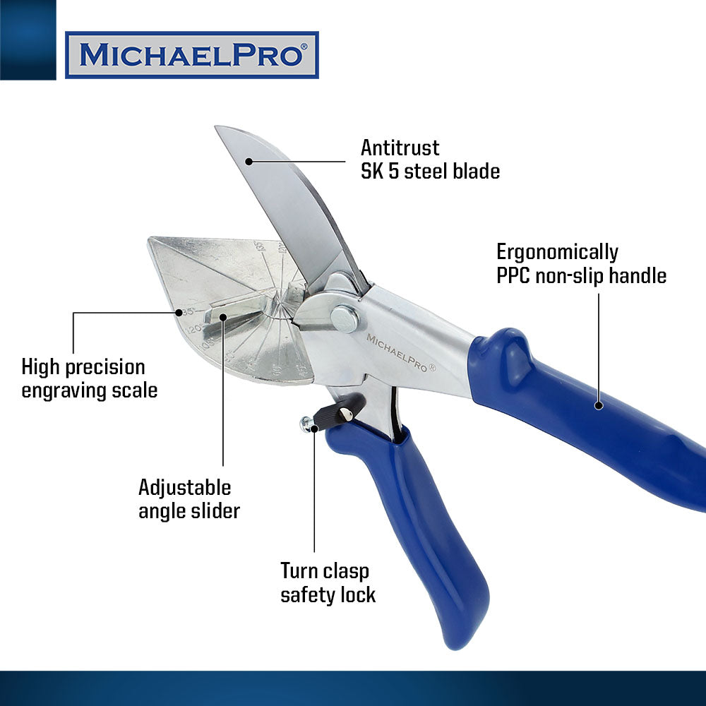 MichaelPro Multi Angle Miter Shear Cutter - 45° To 135°, For Trim, Baseboard, Plastic