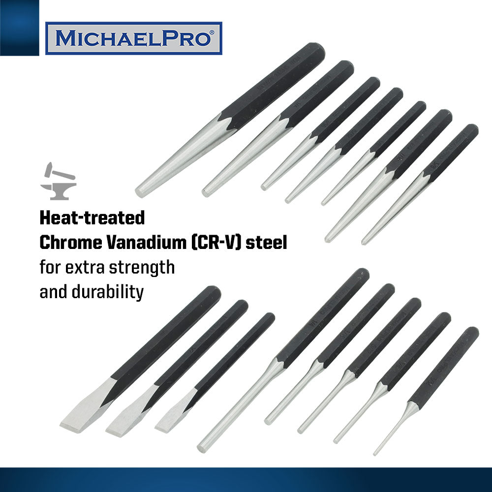 16-Piece Chisel and Punch Set, Heavy Duty (MP010030) - MichaelPro