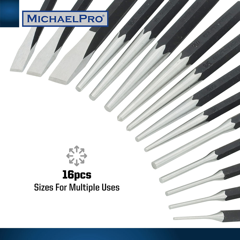 16-Piece Chisel and Punch Set, Heavy Duty (MP010030) - MichaelPro